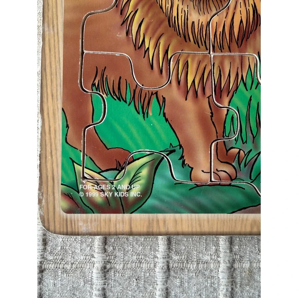 Lot of 2 animal puzzles lion giraffe cow Vintage Sky Kids Board Puzzles 1999
